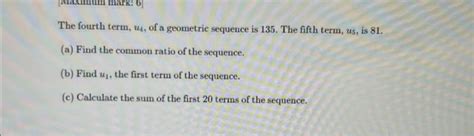 Solved The Fourth Term U Of A Geometric Sequence Is Chegg