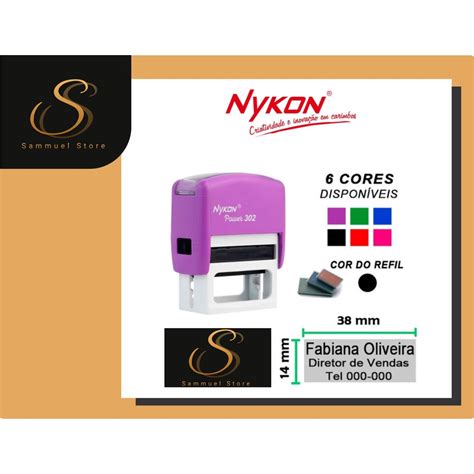 Carimbo Personalizado Nykon 302 Tinta Cor Preta Ideal Para Enfermeiros