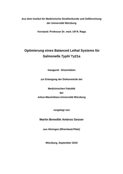 Pdf Optimierung Eines Balanced Lethal Systems F R Salmonella