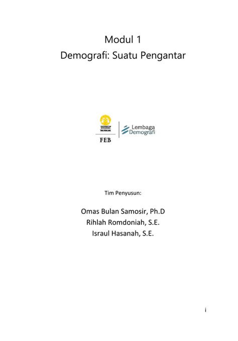 Modul Demografi Suatu Pengantar Pdf