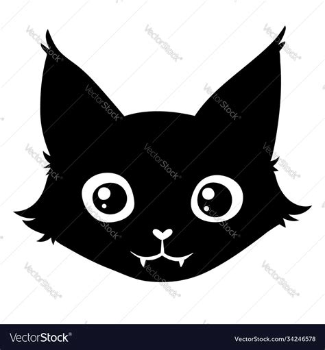 Cute face a black cat with big eyes Royalty Free Vector