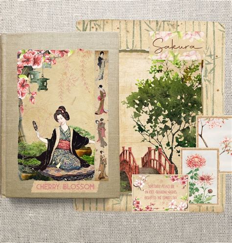 Sakura Printable Junk Journal Kit Japanese Spring Ephemera Etsy