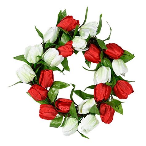 Tulip Wreath Spring Artificial Flower Wreath For Front Door Window