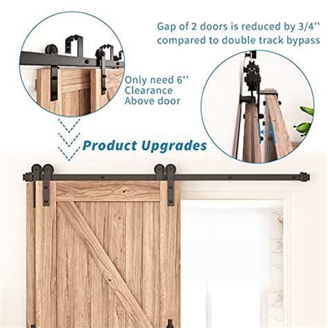 Zekoo 4 Ft 12 Ft Bypass Sliding Barn Door Hardware Kit Single Track Double Wooden Doors Use