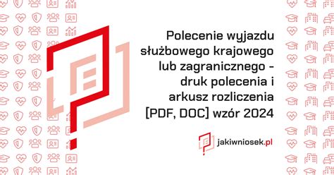 Polecenie wyjazdu służbowego krajowego lub zagranicznego wzór PDF