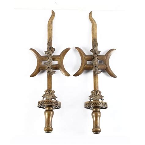 A Matched Pair Of Massive Chinese Ceremonial Bronze Polearms Lot 373