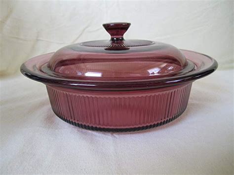 Corning Ware Visions Visionware Glass Cranberry Covered Casserole