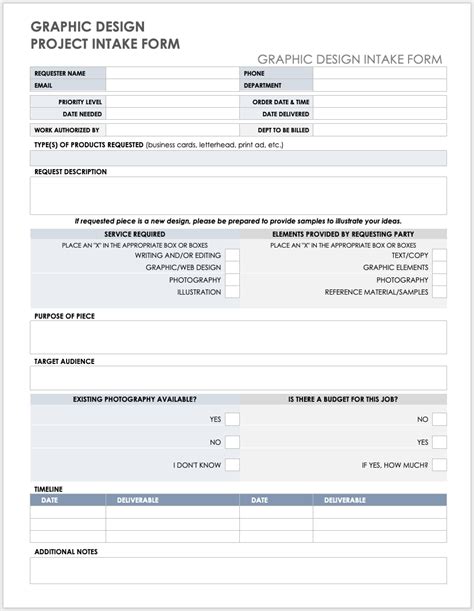 Project Management Project Intake Form Template