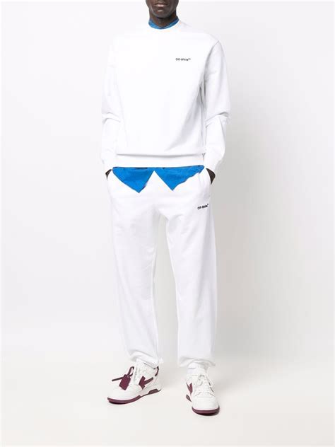 Off White Helvetica Logo Print Track Pants Farfetch