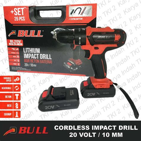 Jual Cordless Impact Drill V Bull Mesin Bor Tembok Baterai Volt