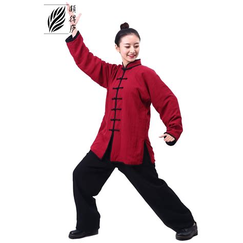 Classic Red Black Kung Fu Tai Chi Uniform For Winter Autumn Winter