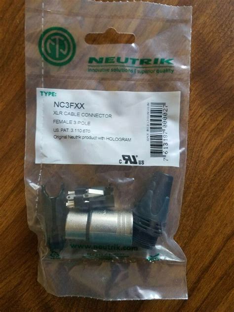 Neutrik Nc Fxx B Pin Xlr F Female Cable Connector Black W Gold