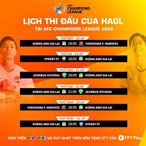 Lịch thi đấu và trực tiếp AFC Champions League 2022 HAGL vs Yokohama F