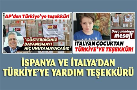 Habervitrini İtalya ve İspanya dan Türkiye ye yardım teşekkürü