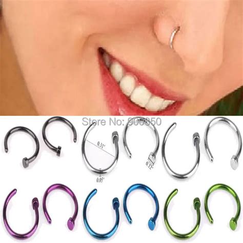 Mix Wholesale Pcs Lot L Surgical Stainless Steel Nose Rings