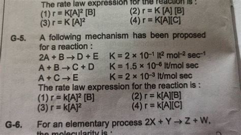 G A Following Mechanism Has Been Proposed For A Reaction A Bd Ek