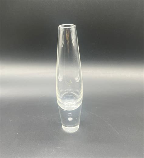 Vintage Steuben Glass Vase Signed Bubble Base Tear Drop Bud Vase