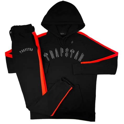 Trapstar Full Tracksuit Hooded Embroidery Track Suits Red Black