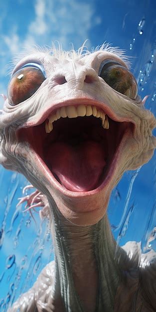 Premium Ai Image Smiling Alien With Open Mouth And Large Teeth In