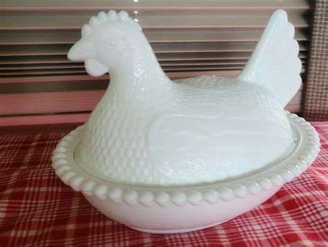 Vintage Indiana Glass White Milk Glass Chicken Hen On Nest Covered Di Antique Price Guide