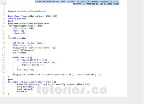 Poo Objective C Promedio De Digitos Pares Tutorias Co