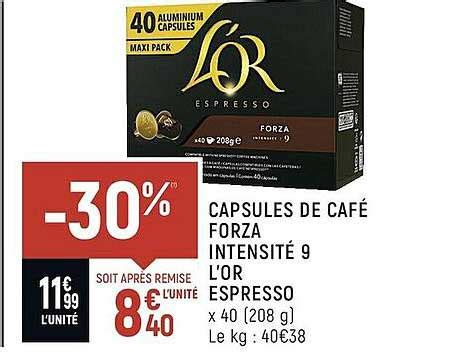 Promo Capsules De Café Forza Intensité 9 L or Espresso chez Spar