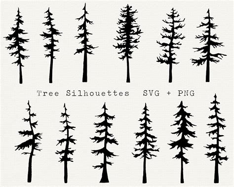 Trees Svg Forest Svg Evergreen Trees Vector Pine Tree Silhouette