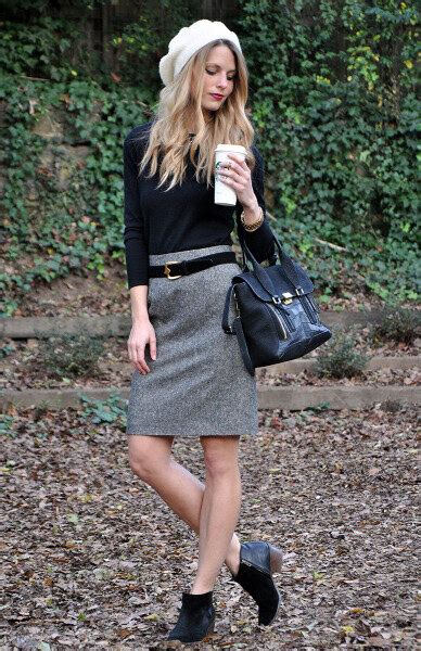 Light Gray Pencil Skirts Howtowear Fashion