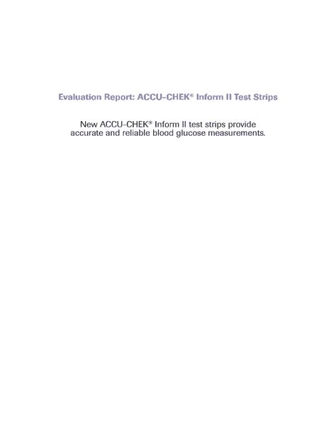 Fillable Online Evaluation Report ACCU CHEK Inform II Test Strips Fax