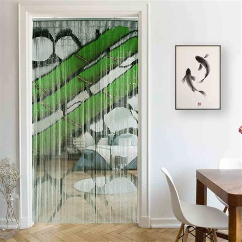 Занавеска бамбуковая Evideco French Home Goods, зеленый / серый ...