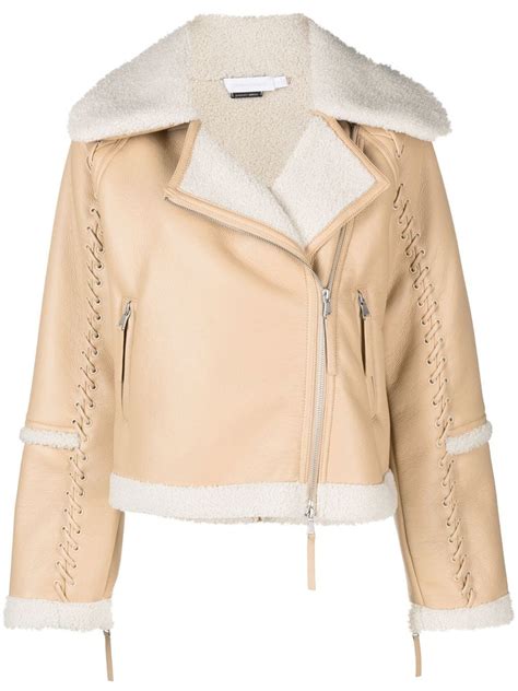 Simkhai Moto Faux Shearling Cropped Jacket Farfetch