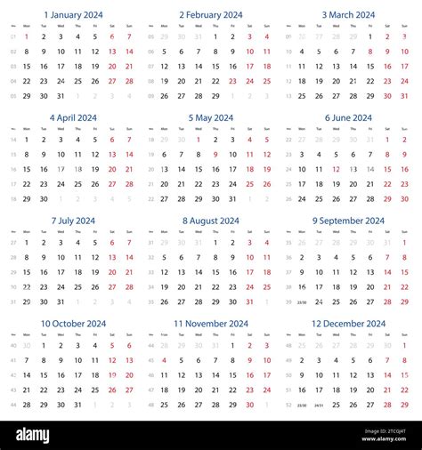 Premium Vector Calendar 2024 Week Starts On Monday Vector Nbkomputer