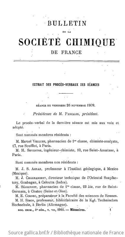 Bulletin de la Société chimique de France Mémoires 1910 Gallica