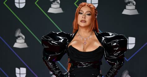 Christina Aguilera Wore A Sexy Black Dress To Latin Grammys Popsugar Fashion