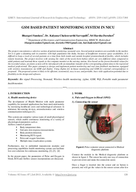 (PDF) GSM BASED PATIENT MONITORING SYSTEM IN NICU | Editor IJRET - Academia.edu