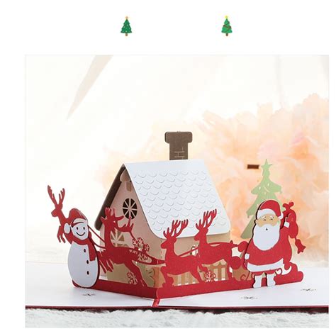 3d Christmas Cards Play Music Cute Christmas Pop Up Cards With Envelope