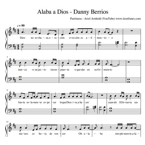 Alaba a Dios | Danny Berrios | Partitura Cristiana Gratis Letra PDF