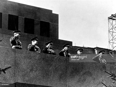 Marshals Rokossovsky Stalin Bulganin And Georgy Zhukov Saluting In A