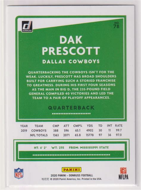 Yahoo Nfl Dak Prescott Panini Donruss Football