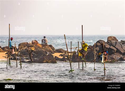 Unawatuna Sri Lanka December 19 2018 Traditional Sri Lankan Stilt