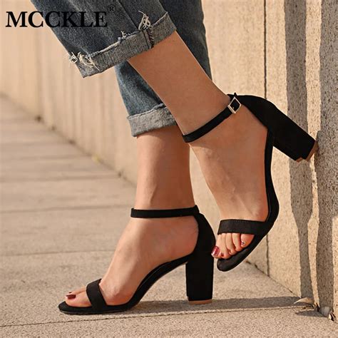 Mcckle Chunky Heel Women Ankle Strap Gladiator Sandals Women S Summer