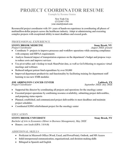 3 Project Coordinator Resume Examples For 2024 4860