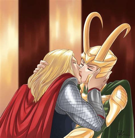 Now Give Us A Kiss By Studiokawaii On Deviantart Thor X Loki Thorki