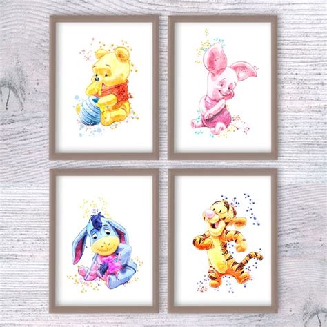 Baby Winnie the Pooh poster Set of 4 Pooh Bear and friends | Etsy