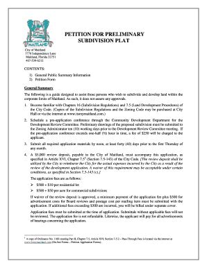 Fillable Online Petition For Preliminary Subdivision Plat Fax Email