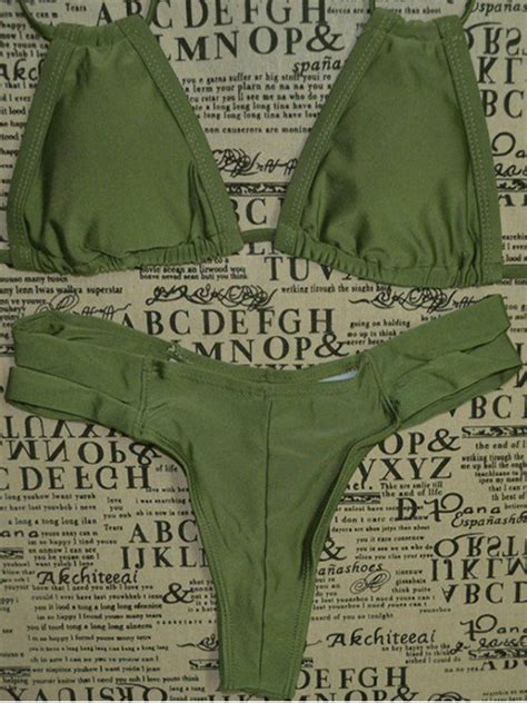 [13 Off] 2021 Army Green Halter Bikini Set In Army Green Zaful