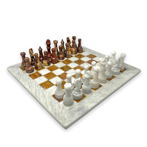 16" Handmade Marble Chess Set - Large Size Luxury Marble Chess Set With ...