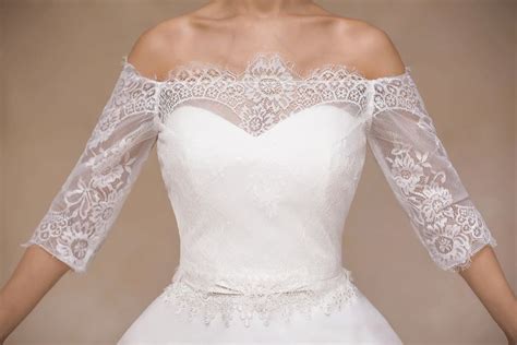 Off The Shoulder Half Sleeve Lace White Wedding Wrap Bridal Lace Bridal Bolero Bridal Jacket