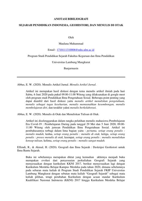 Pdf Anotasi Bibiliografi Sejarah Pendidikan Indonesia Geohistori