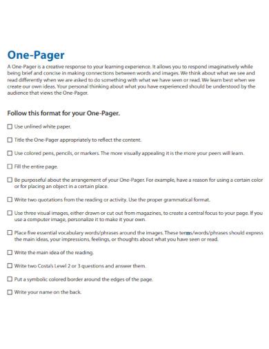 One Pager - 89+ Examples, Format, How to Make, PDF